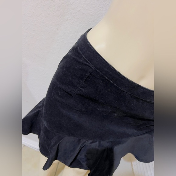 BP. Womens Black Regular Fit Velvet Ruffle Back Zip Short Mini Skirt Size S - Picture 5 of 7